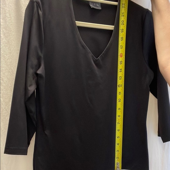 Dark Navy Blue Fitted Blouse with 3/4 Sleeves stretchy soft fabric - Picture 5 of 5